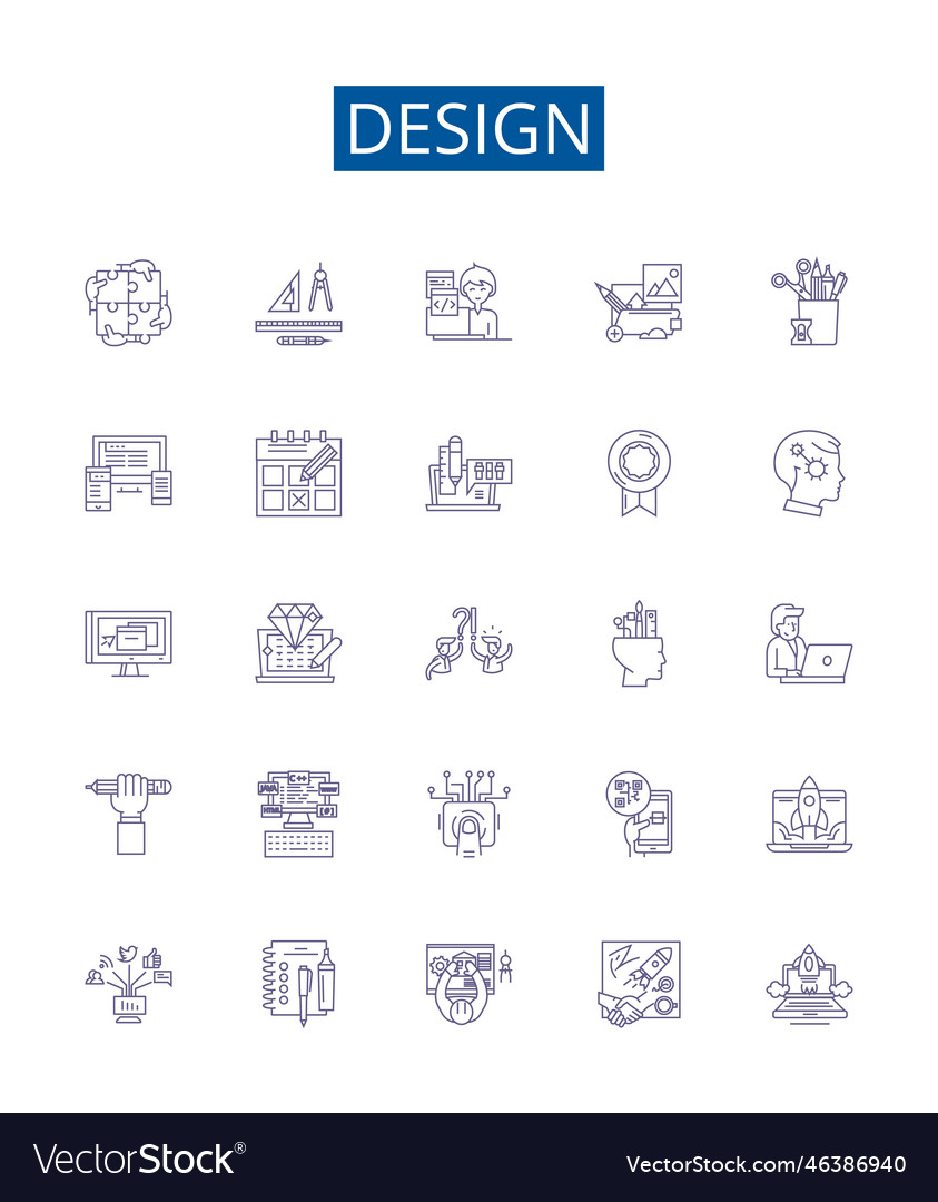 Design line icons signs set collection