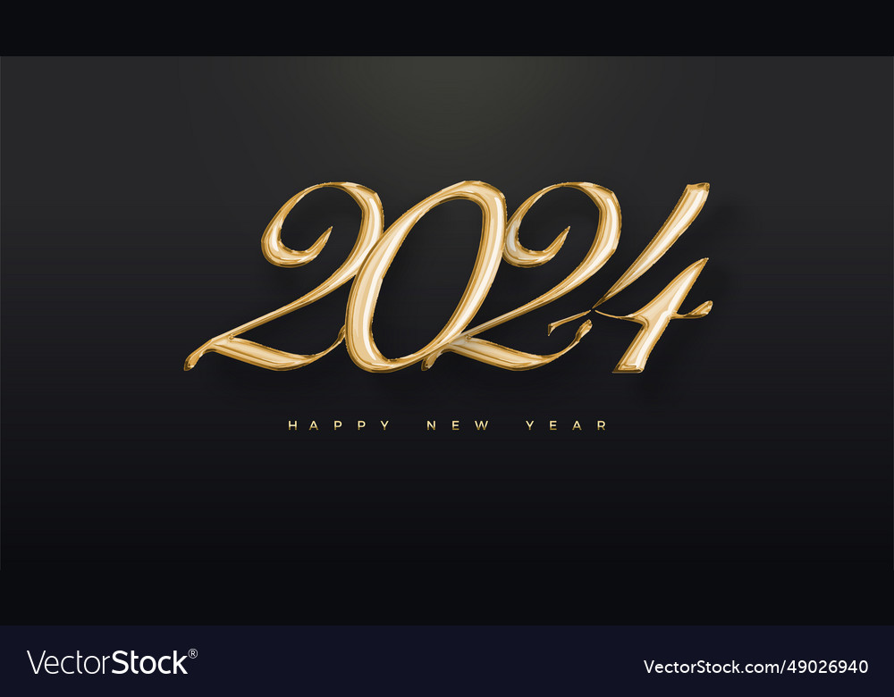 Design script number 2024 with of shiny gold foil Vector Image