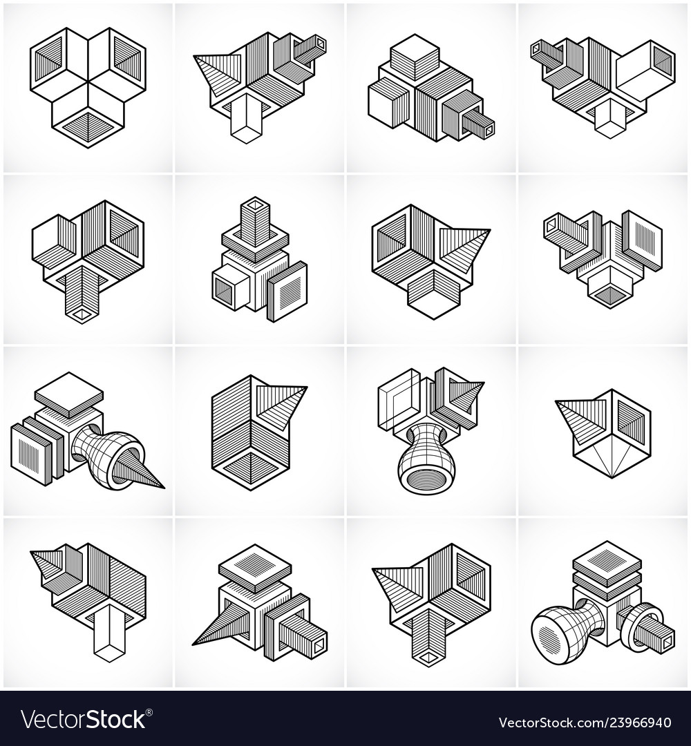 Engineering constructions collection abstract set vector image Engineering constructions collection abstract set