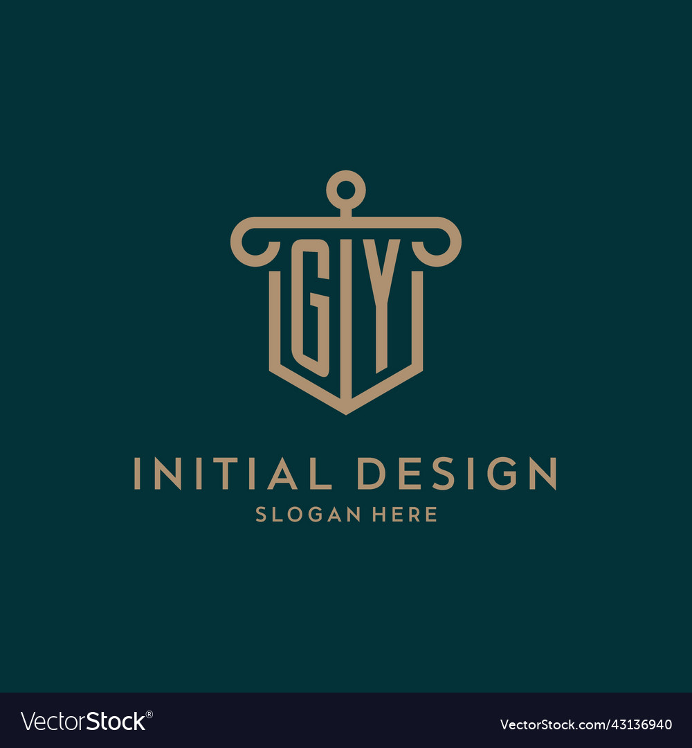 Gy monogram initial logo design with shield Vector Image Gy monogram initial logo design with shield