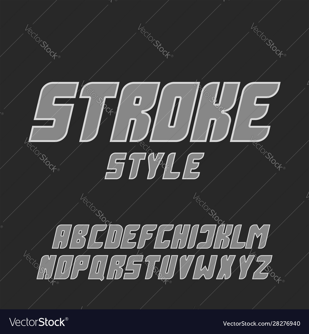 Italic bold gray font with stroke letters set