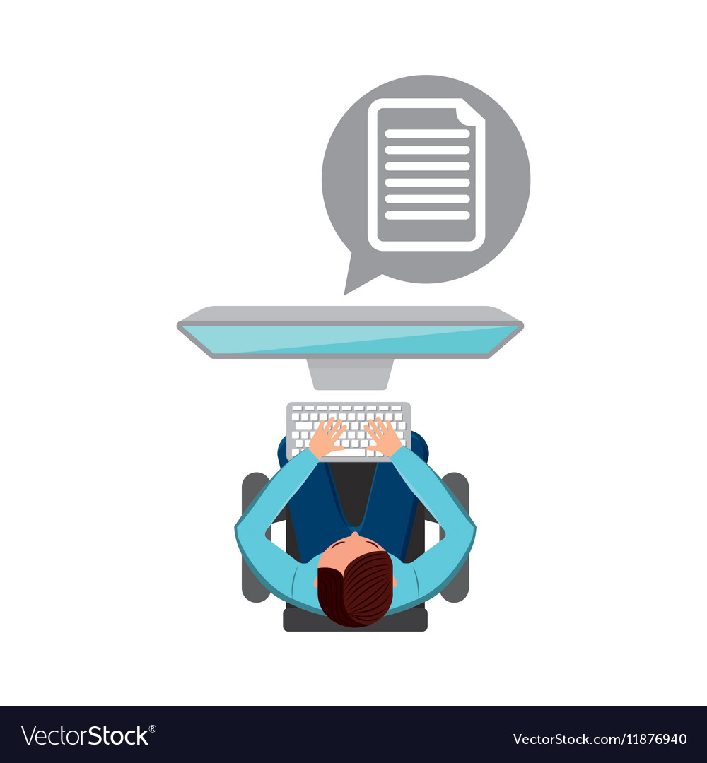 Man working computer document media design