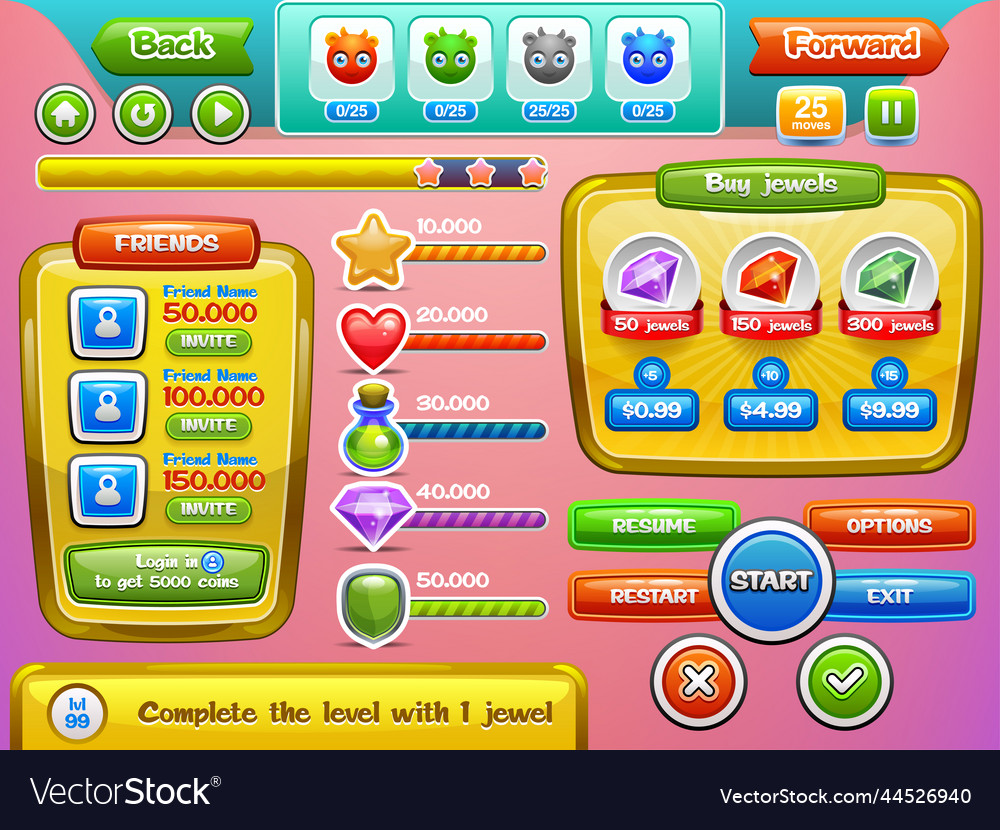 Mobile Game UI Buttons