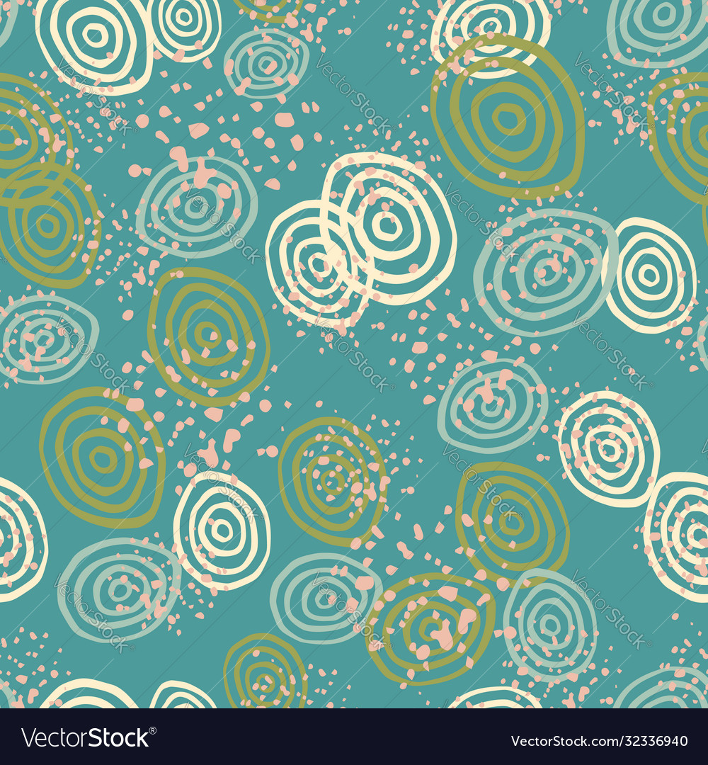Random seamless pattern with spirals and splashes