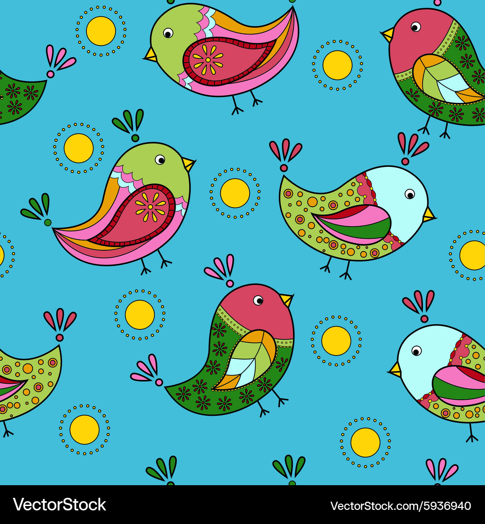 Seamless pattern with birds Royalty Free Vector Image