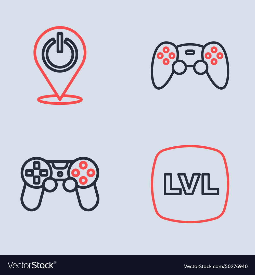 Set line game controller or joystick level vector image Set line game controller or joystick level