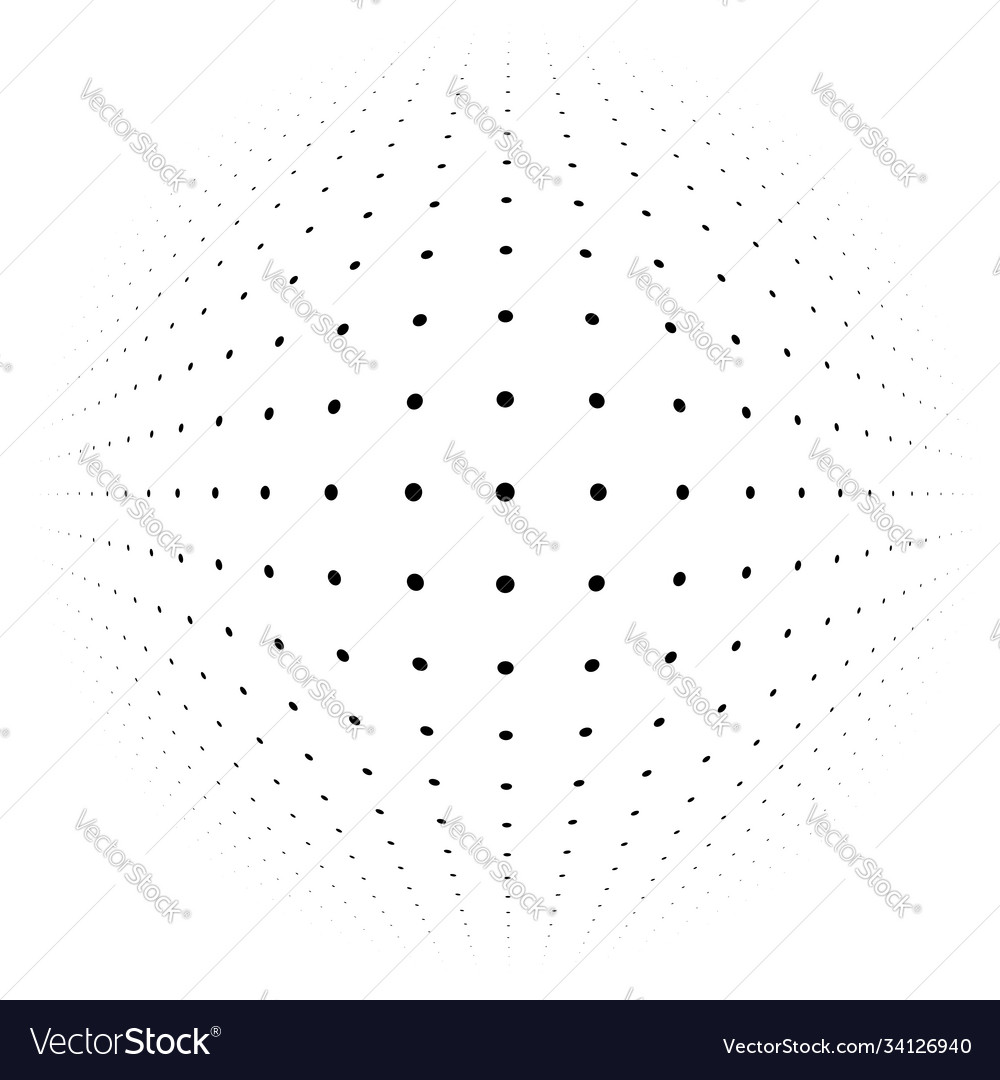 Spherical distortion halftone dots element orb vector image Spherical distortion halftone dots element orb
