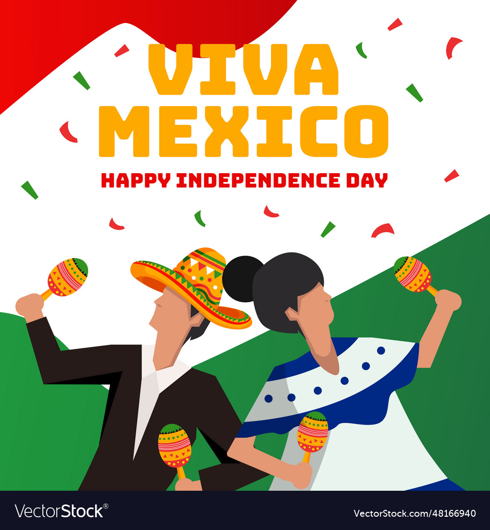 Viva mexico independence day with two people Vector Image