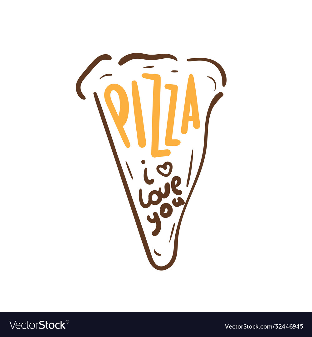 Abstract pizza slice with text