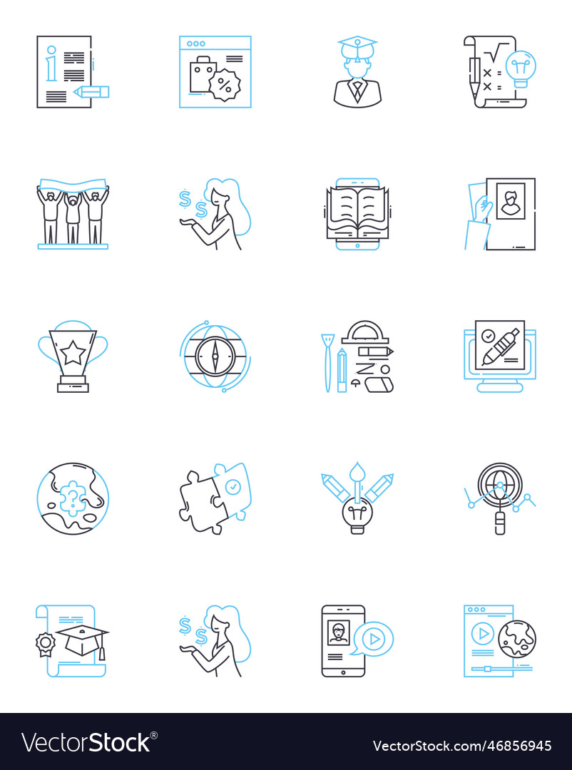 Advanced learning linear icons set mastery vector image Advanced learning linear icons set mastery