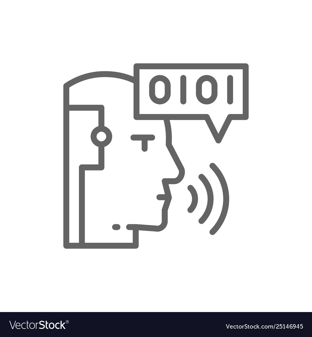 Artificial intelligence robot with sound waves vector image Artificial intelligence robot with sound waves