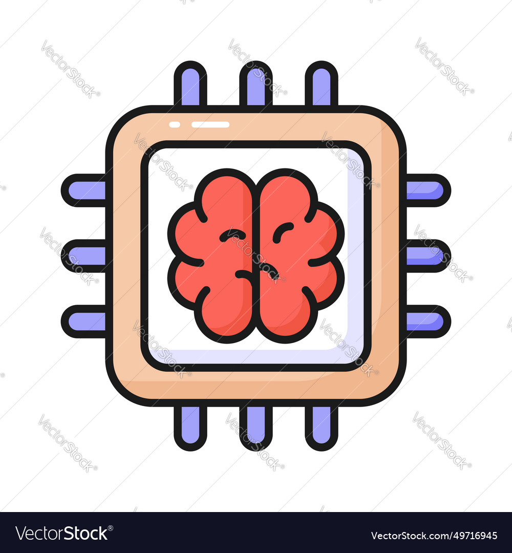 Brain with microchip ai processor concept