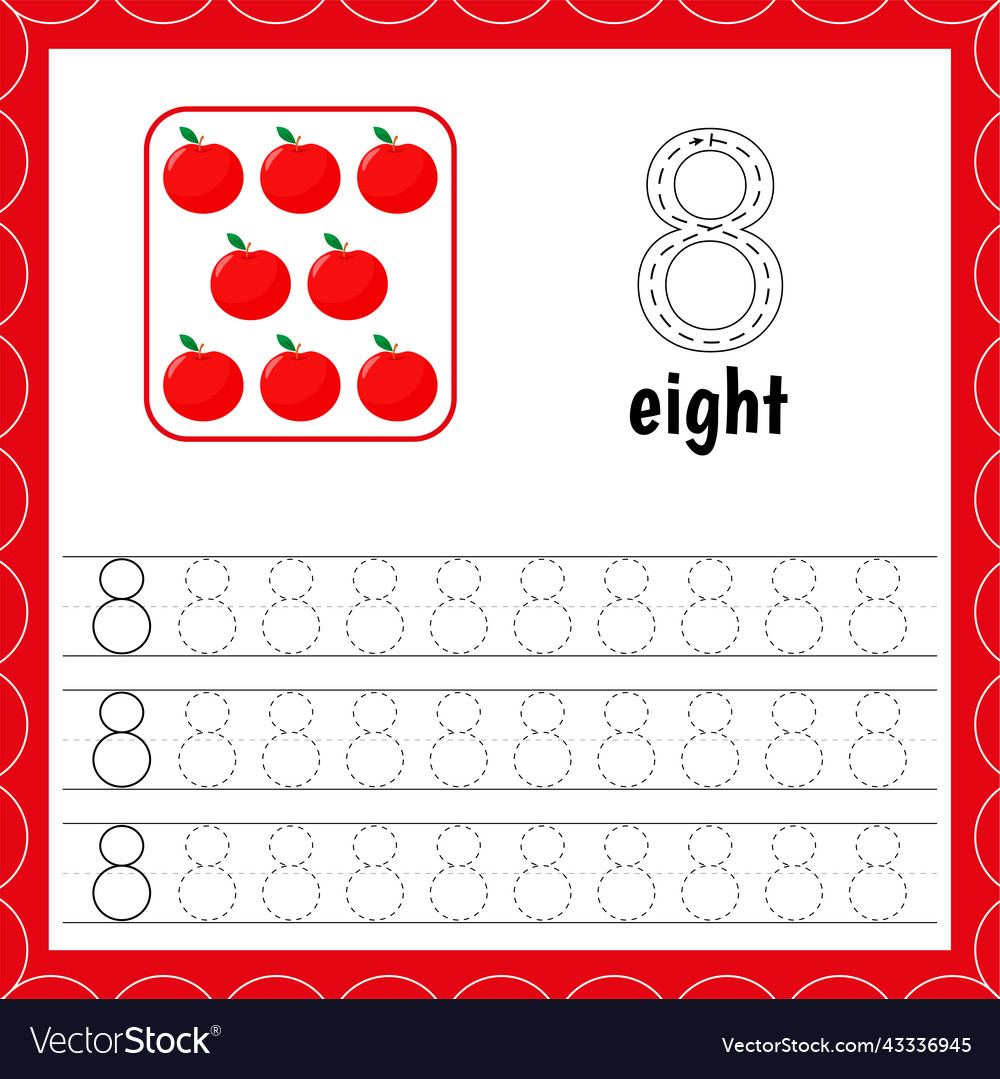 Cards with numbers for children trace the line