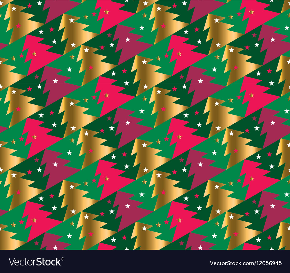 Christmas tree seamless geometry pattern in bright
