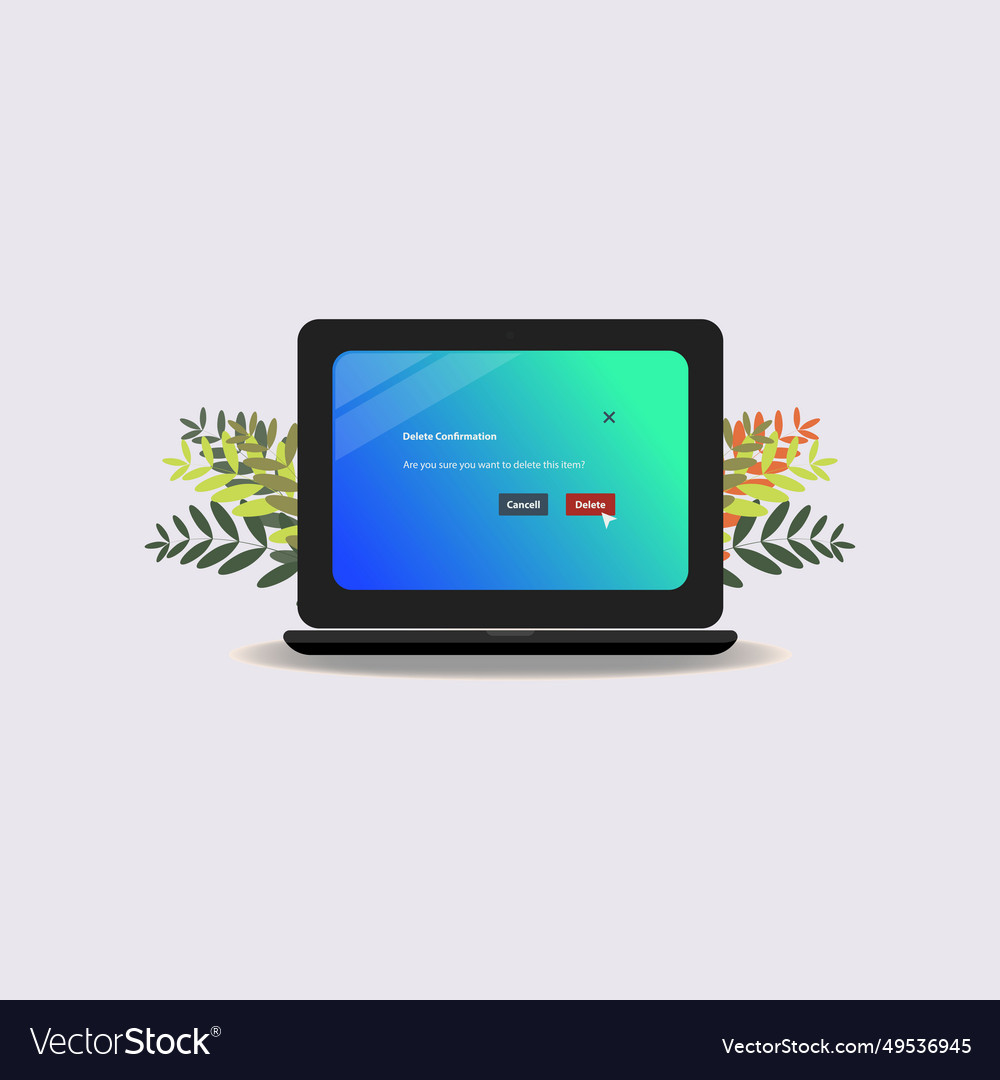 Delete confirmation pop up on laptop design