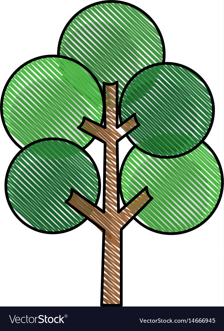 Drawing tree round branch stem trunk image