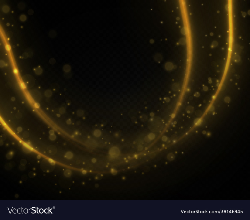 Dynamic waves golden line with light effect vector image Dynamic waves golden line with light effect