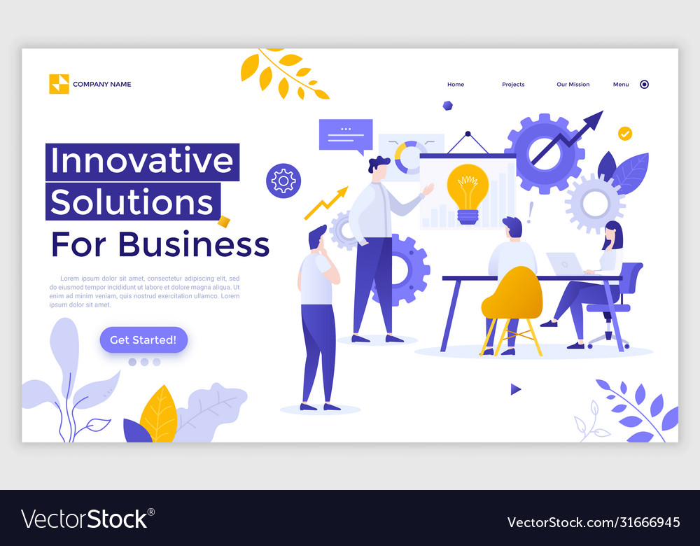 Flat landing page template Royalty Free Vector Image