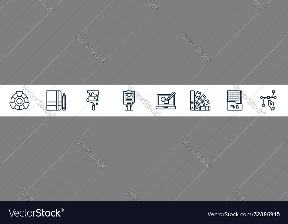 Graphic design line icons linear set quality vector image Graphic design line icons linear set quality