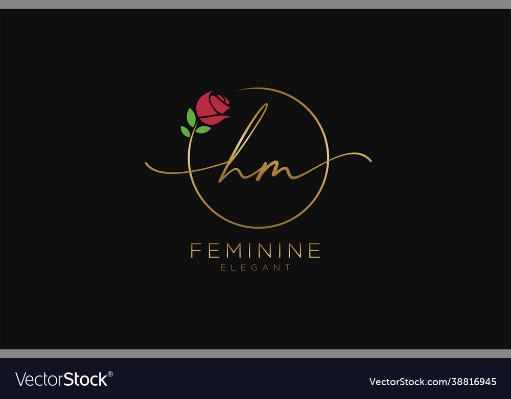 Initial hm feminine logo beauty monogram