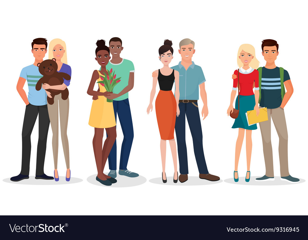 International couple of young people students man