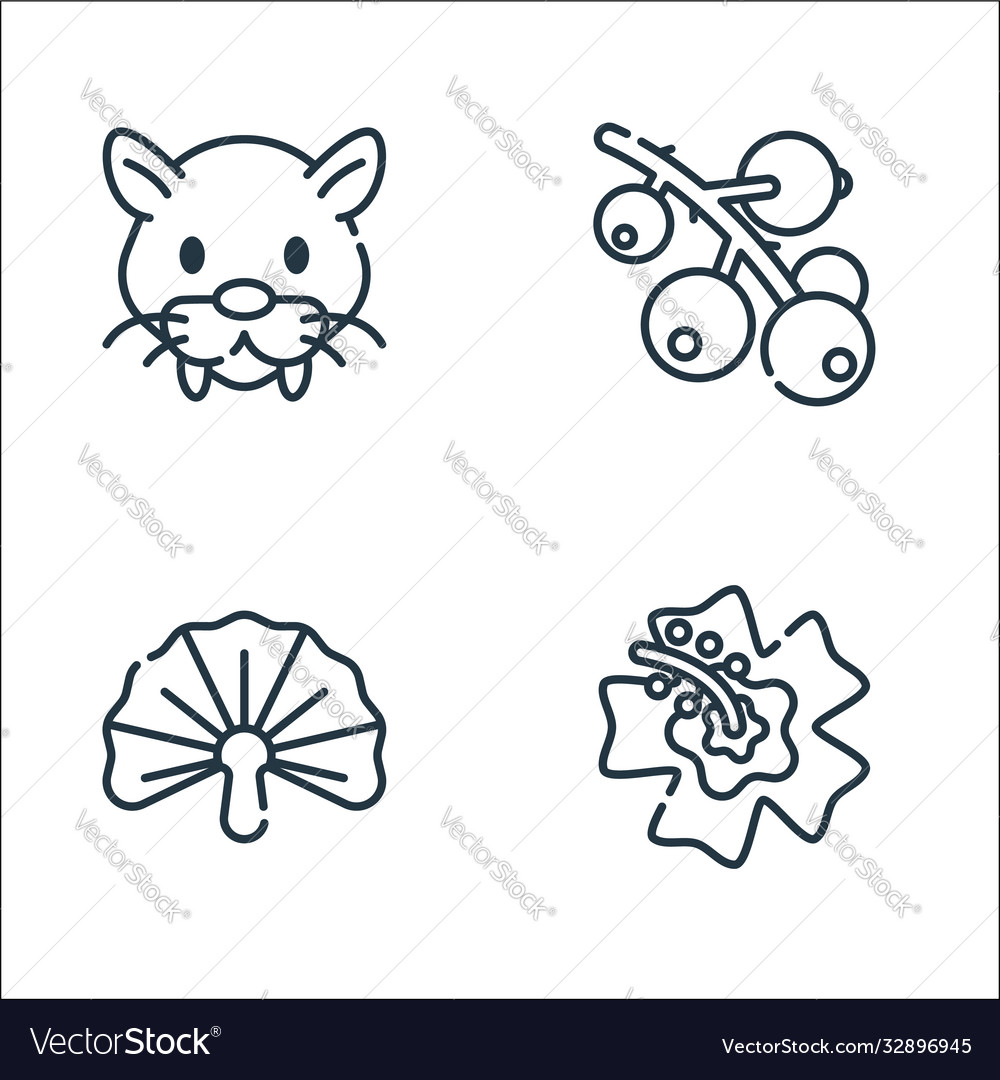 Jungle line icons linear set quality vector image Jungle line icons linear set quality