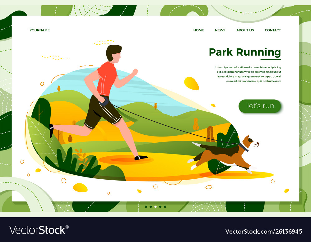 Man with dog running in park