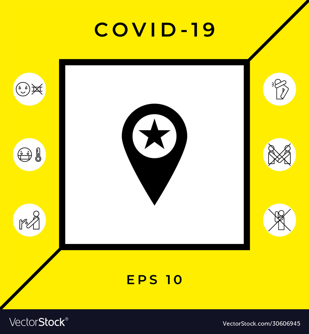 Map pointer with star graphic elements vector image Map pointer with star graphic elements