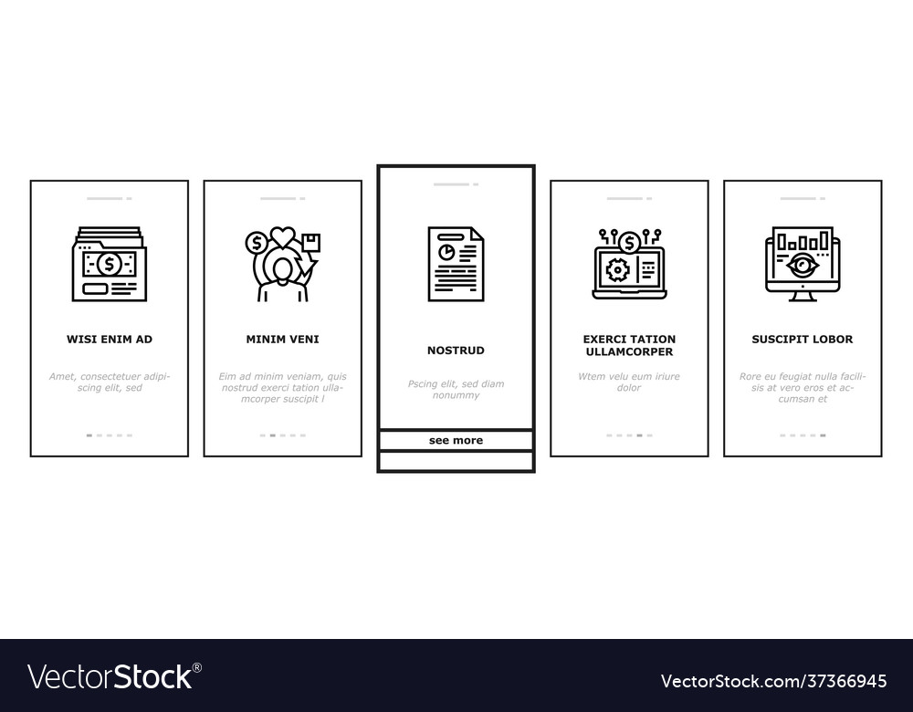 Market research and analysis onboarding icons set