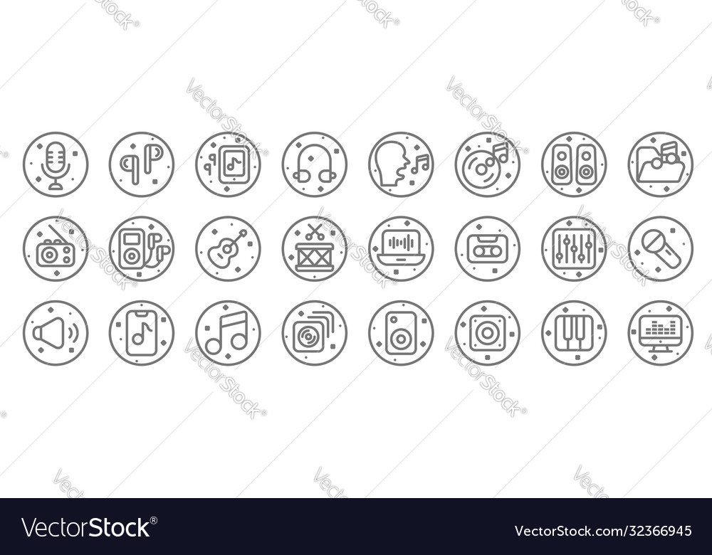 Music and sound line icons linear set quality Vector Image Music and sound line icons linear set quality
