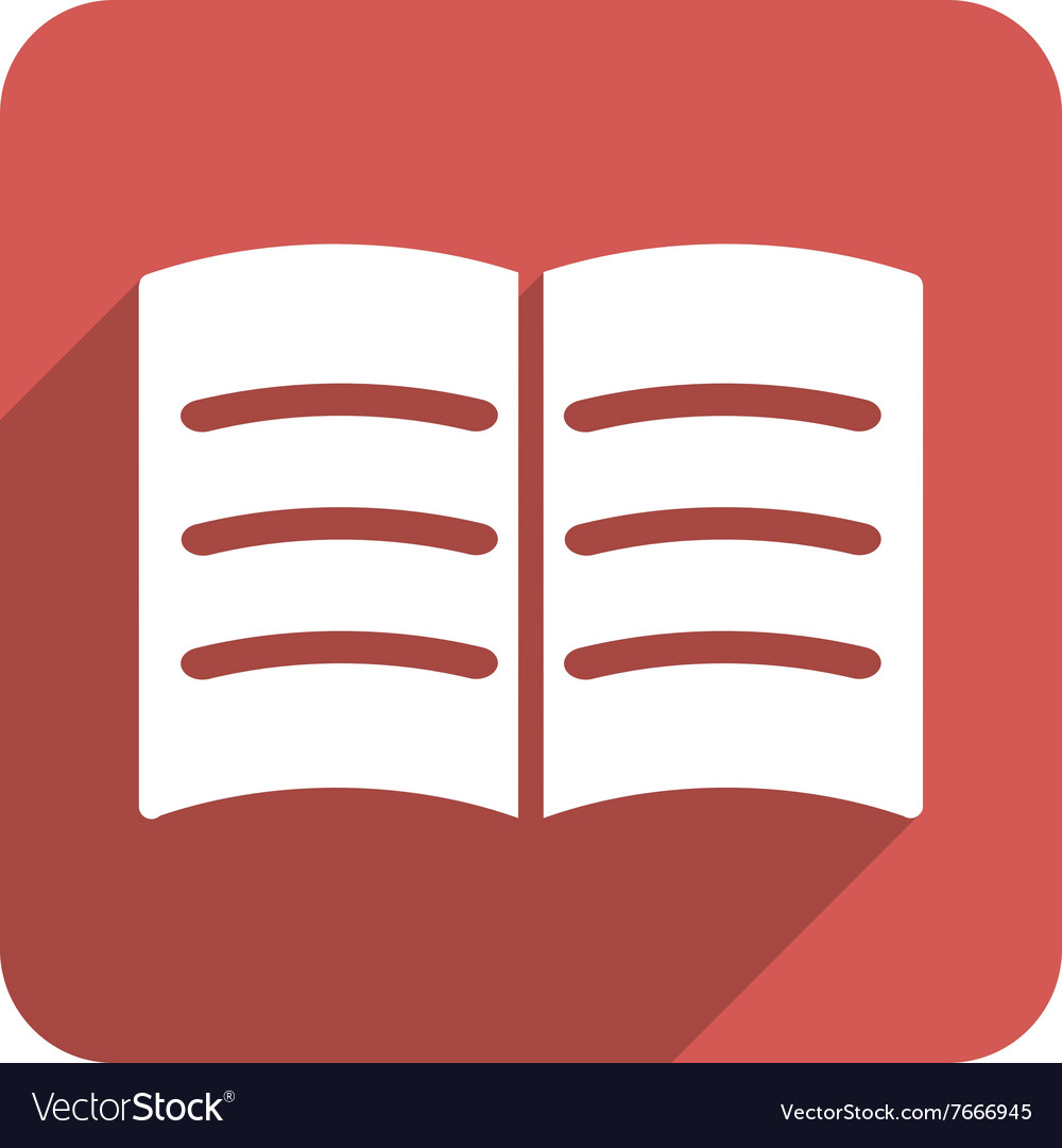 Open book flat rounded square icon with long
