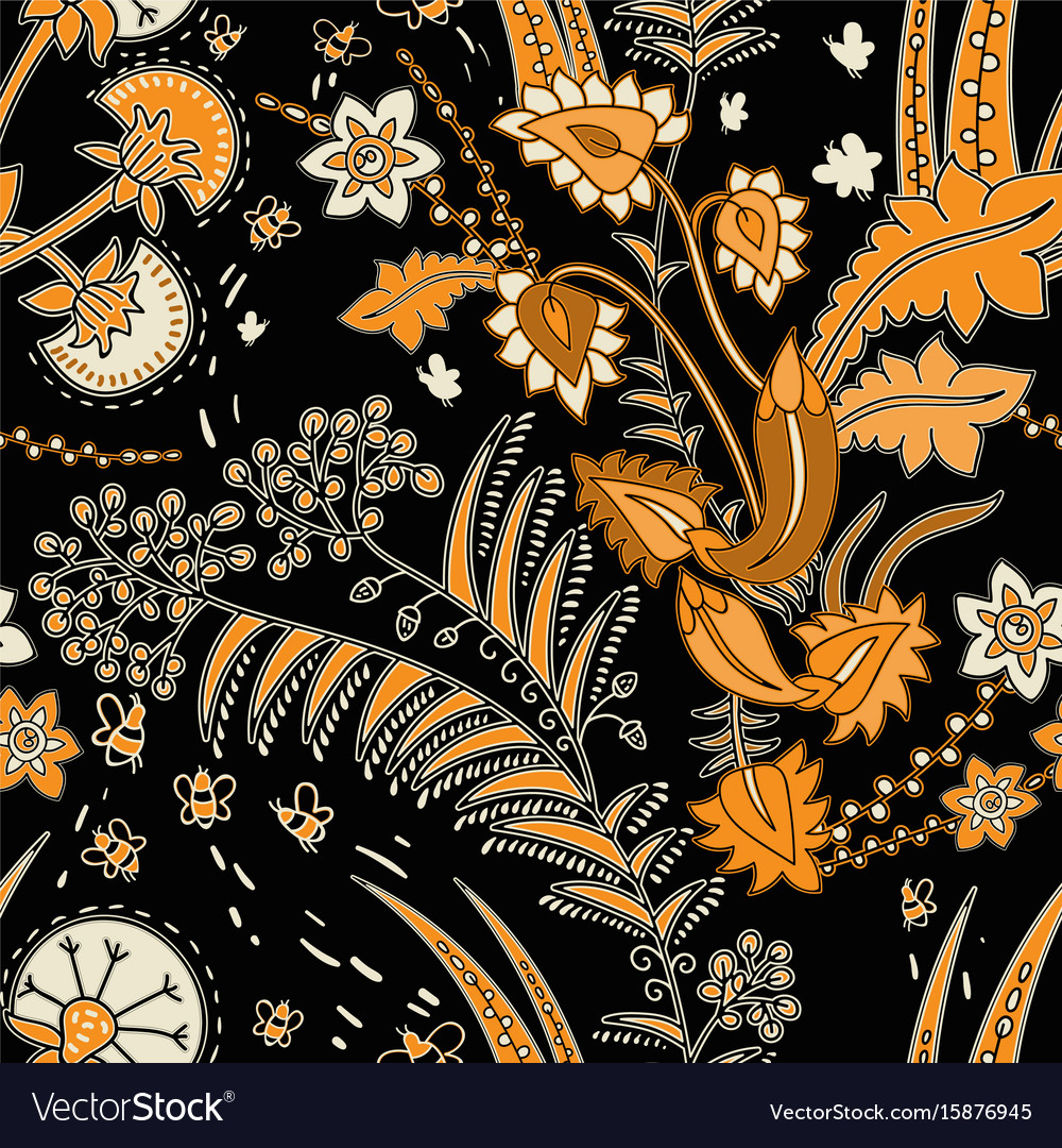 Seamless floral pattern with decorative