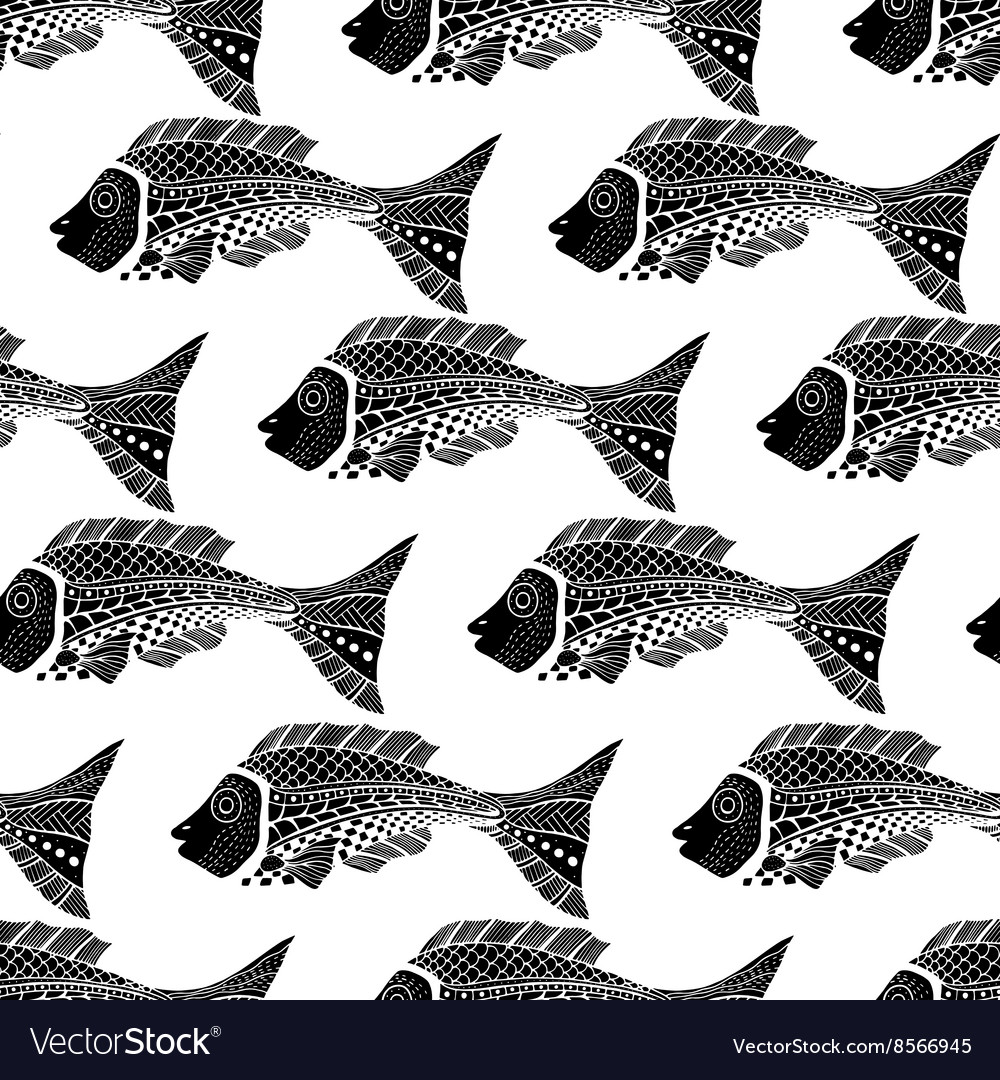 Seamless of fish background Royalty Free Vector Image