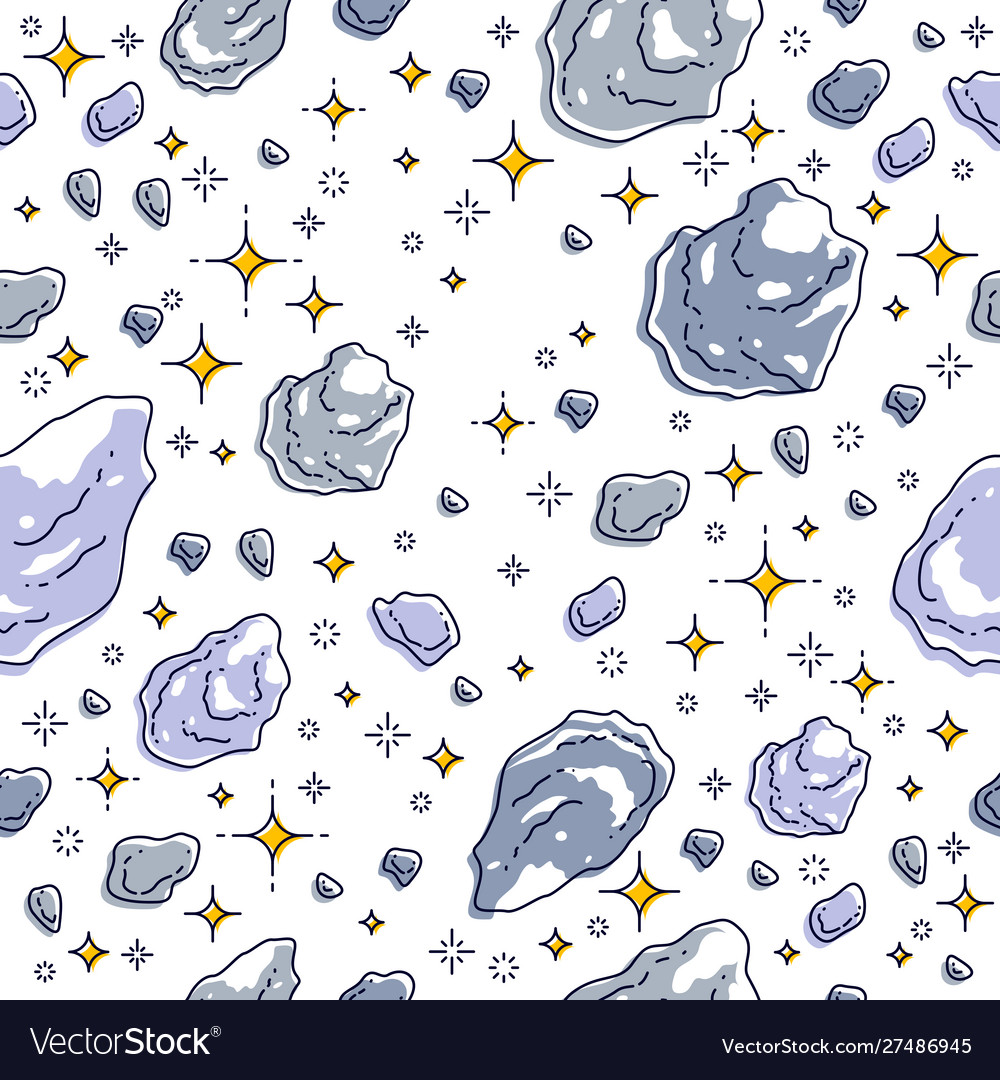 Seamless space background with asteroids Vector Image Seamless space background with asteroids