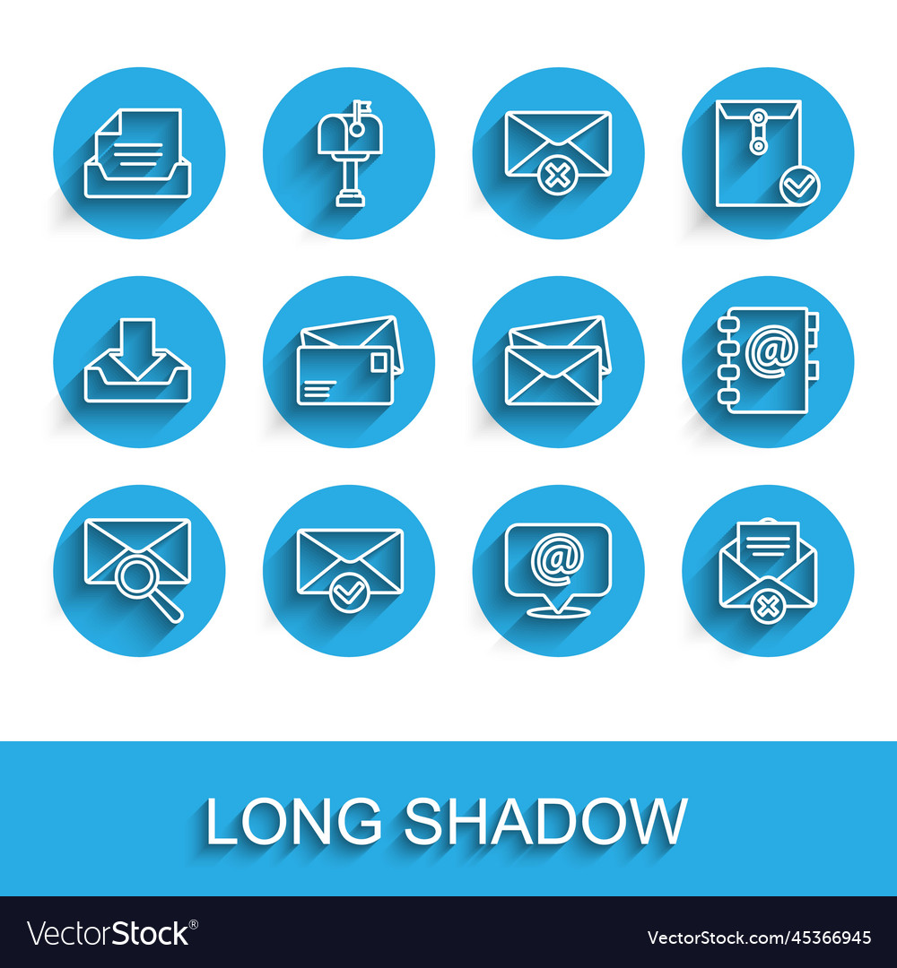 Set line envelope with magnifying glass and check vector image Set line envelope with magnifying glass and check