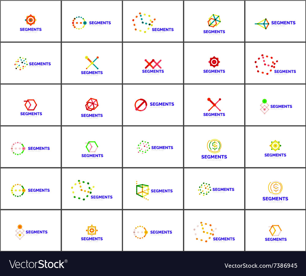 Set of linear abstract logos and swirl shapes