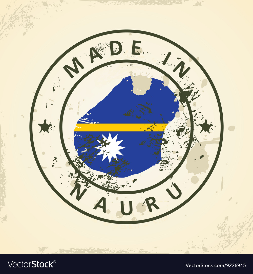Stamp with map flag of nauru