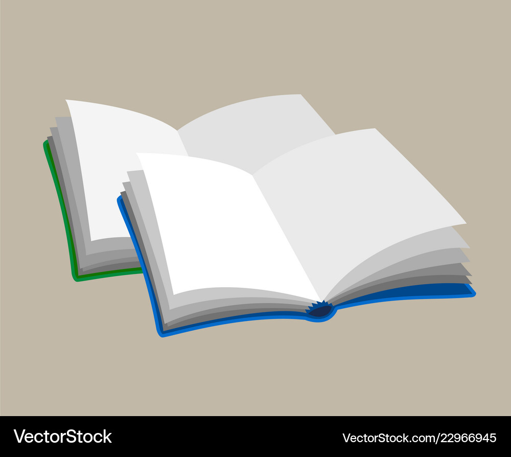 Two Open Empty Books Blue And Greeb Color Icon Vector Image