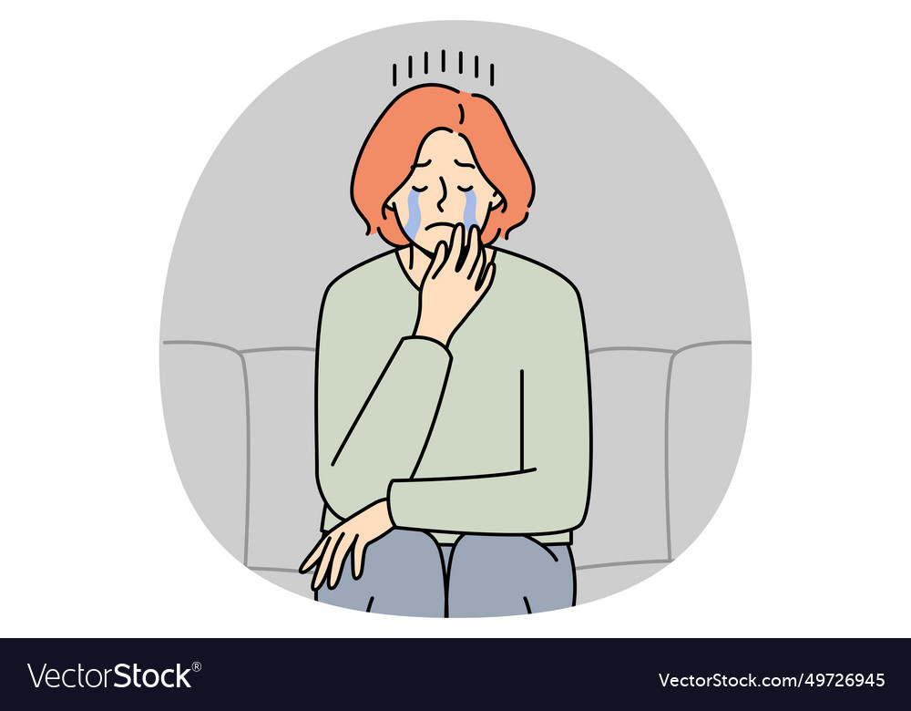 Unhappy woman cry suffer from depression Vector Image