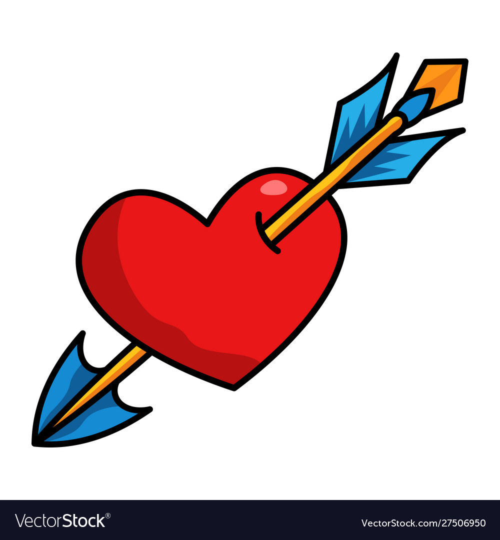 Arrow pierced heart icon romantic decoration sign vector image Arrow pierced heart icon romantic decoration sign