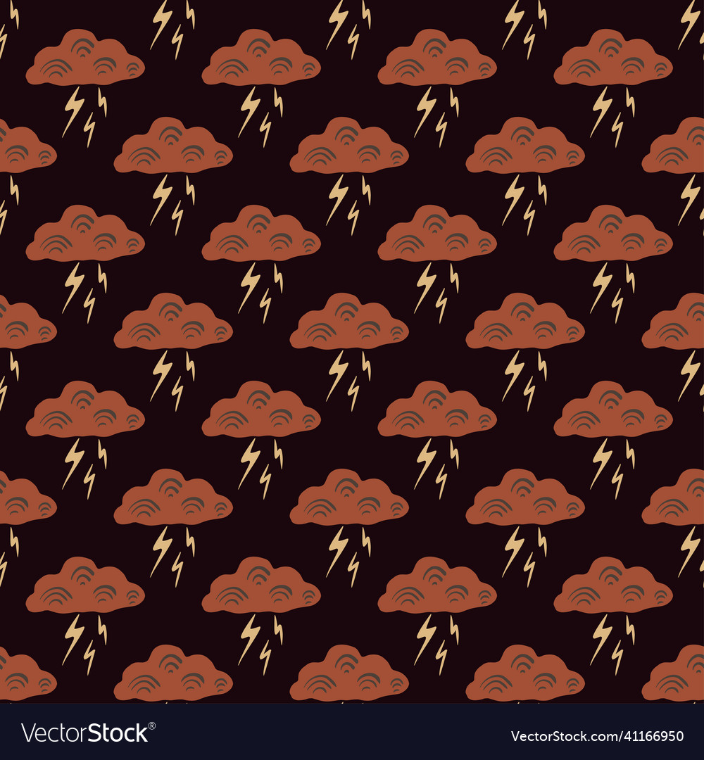 Clouds with lightning of seamless pattern cute Vector Image Clouds with lightning of seamless pattern cute