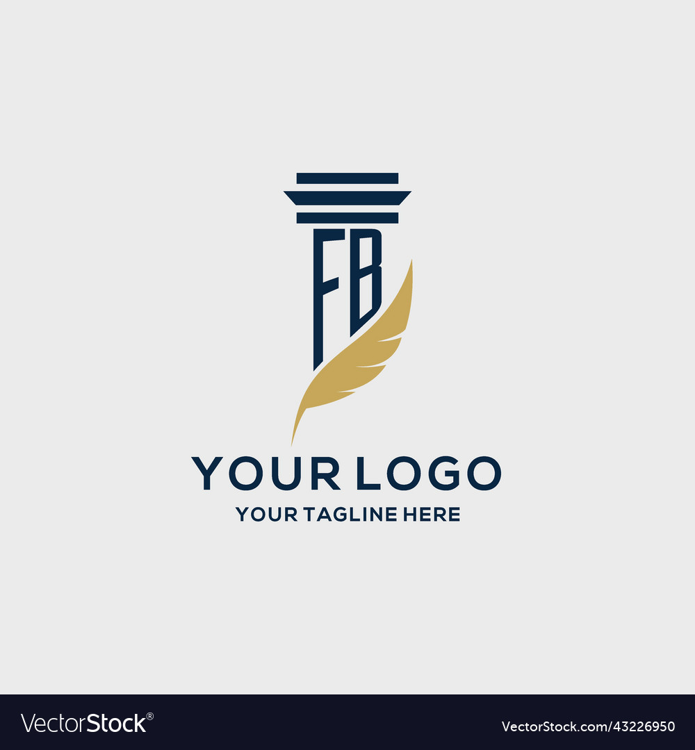 Fb monogram initial logo with pillar and feather