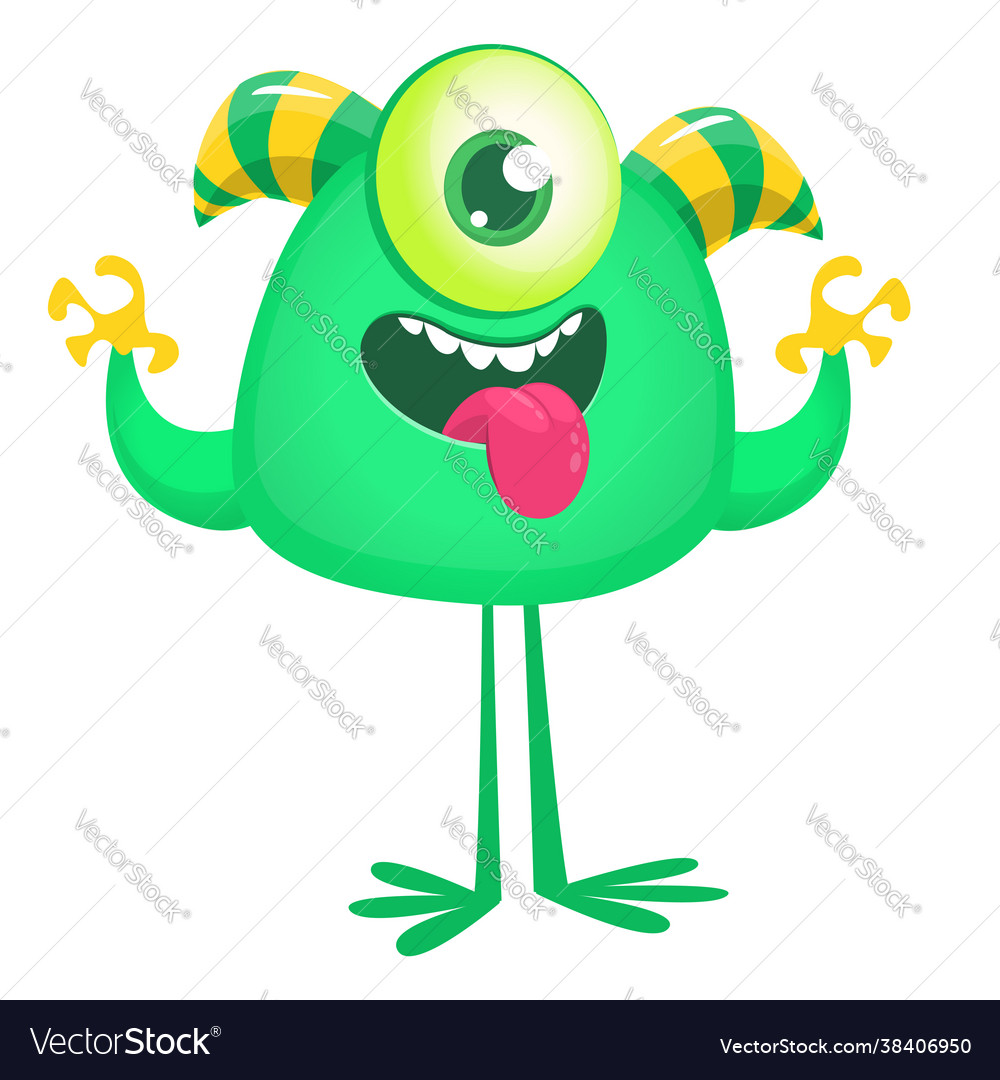 Funny cartoon alien with one eye cute alien Vector Image