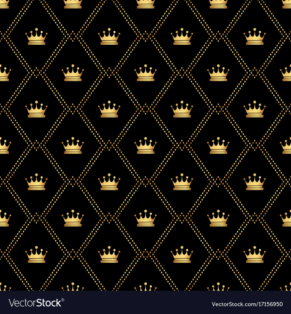 Golden Crown Seamless Pattern