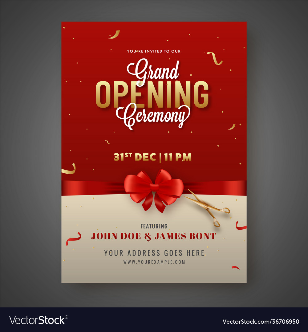 Grand opening ceremony invitation card closed Vector Image