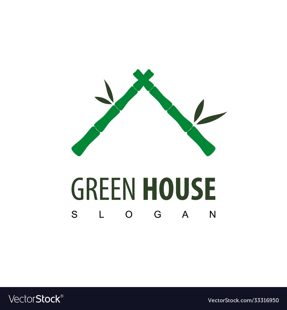 Green house bamboo logo Royalty Free Vector Image