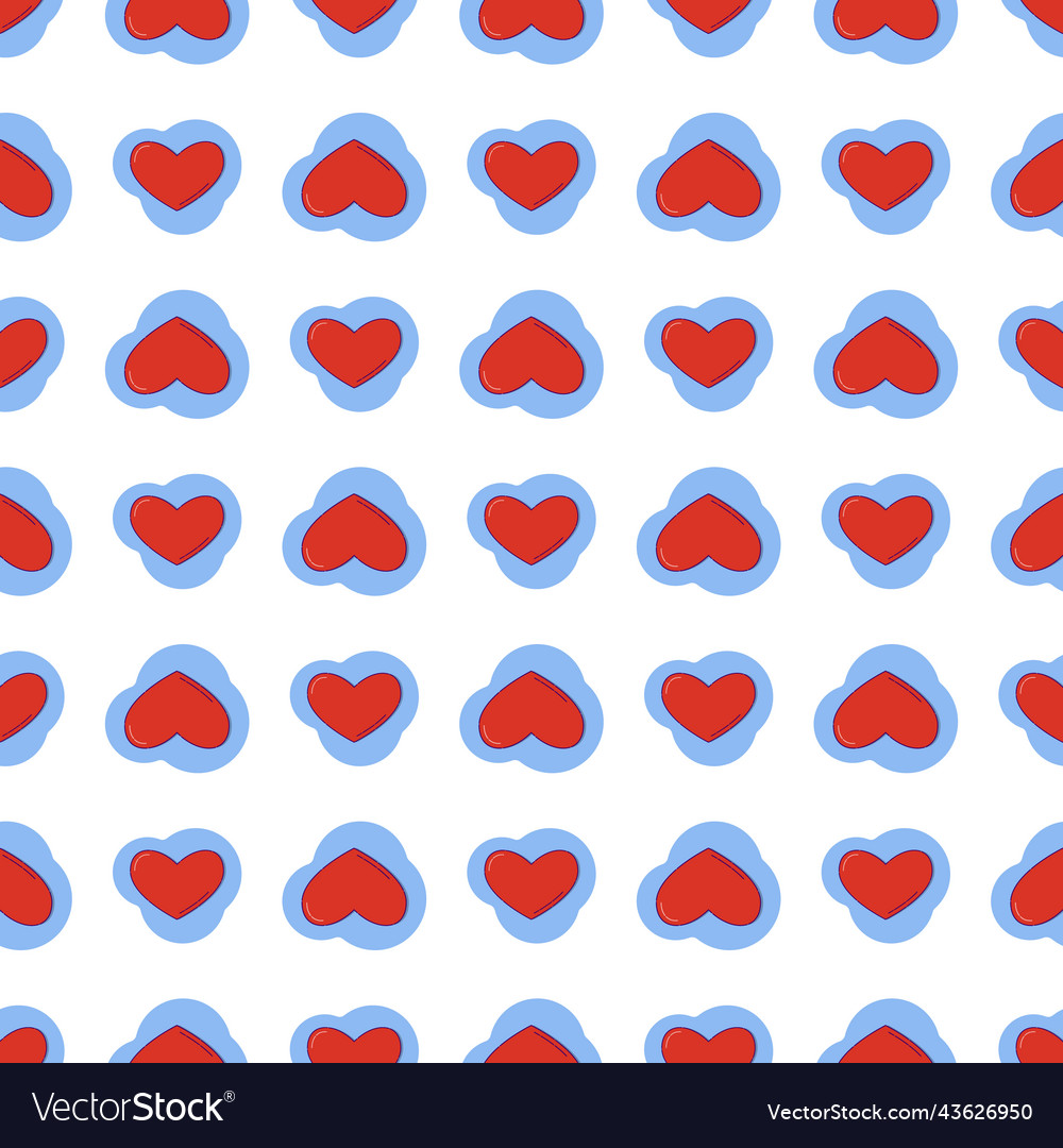 Line art seamless pattern in the form of a red