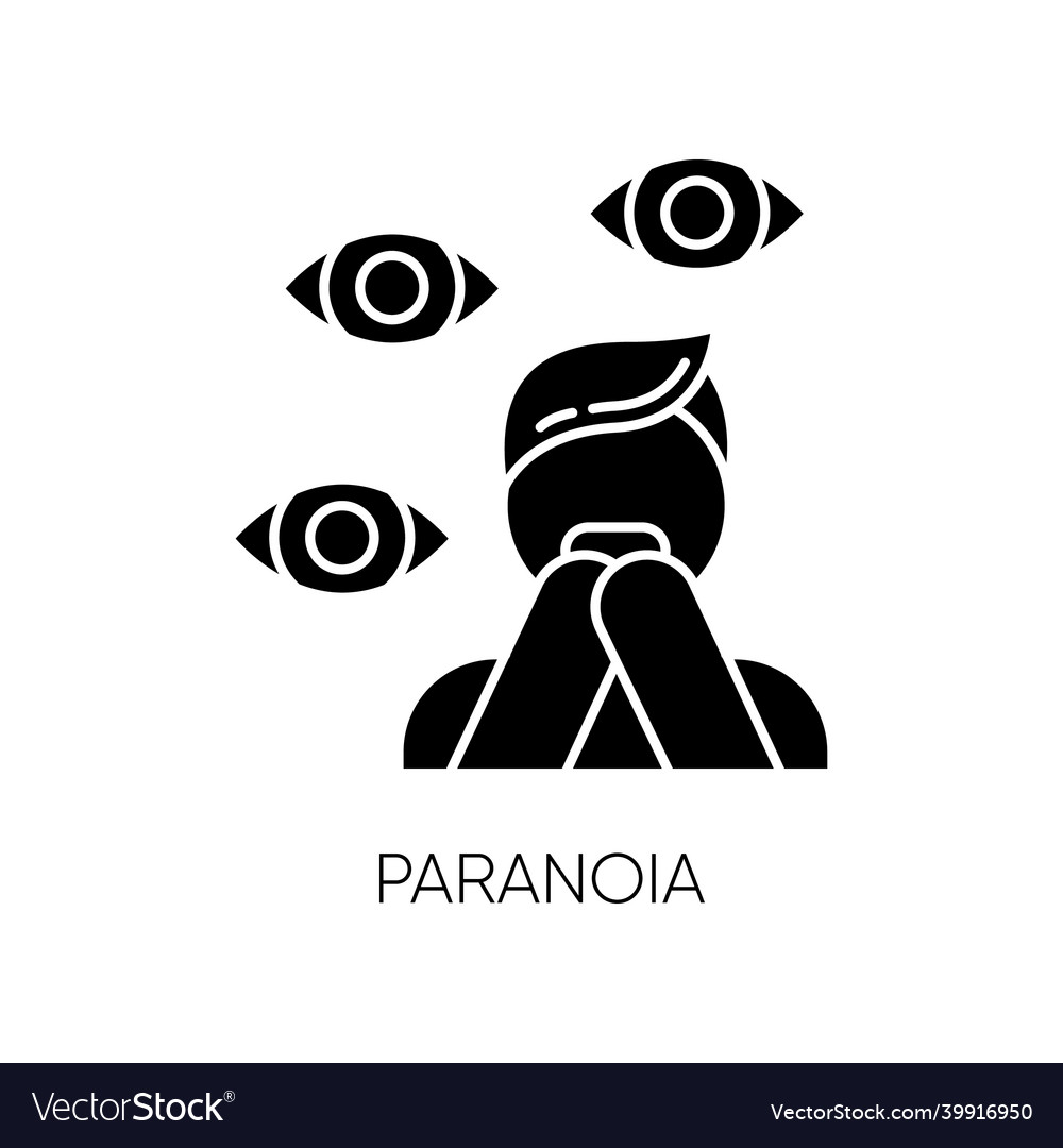 Paranoia Glyph Icon Panic Attack Scared Person Vector Image