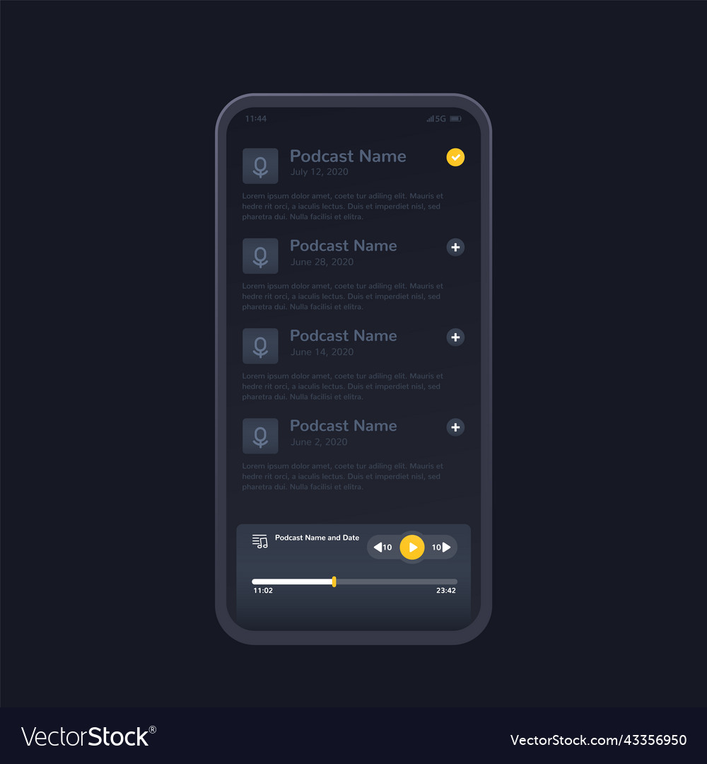 Podcast app and player mobile ui design