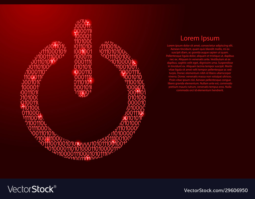 Power button icon abstract schematic from red vector image Power button icon abstract schematic from red
